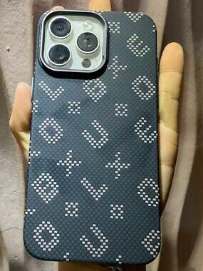 Dark Blue Pixel Checker Phone Case